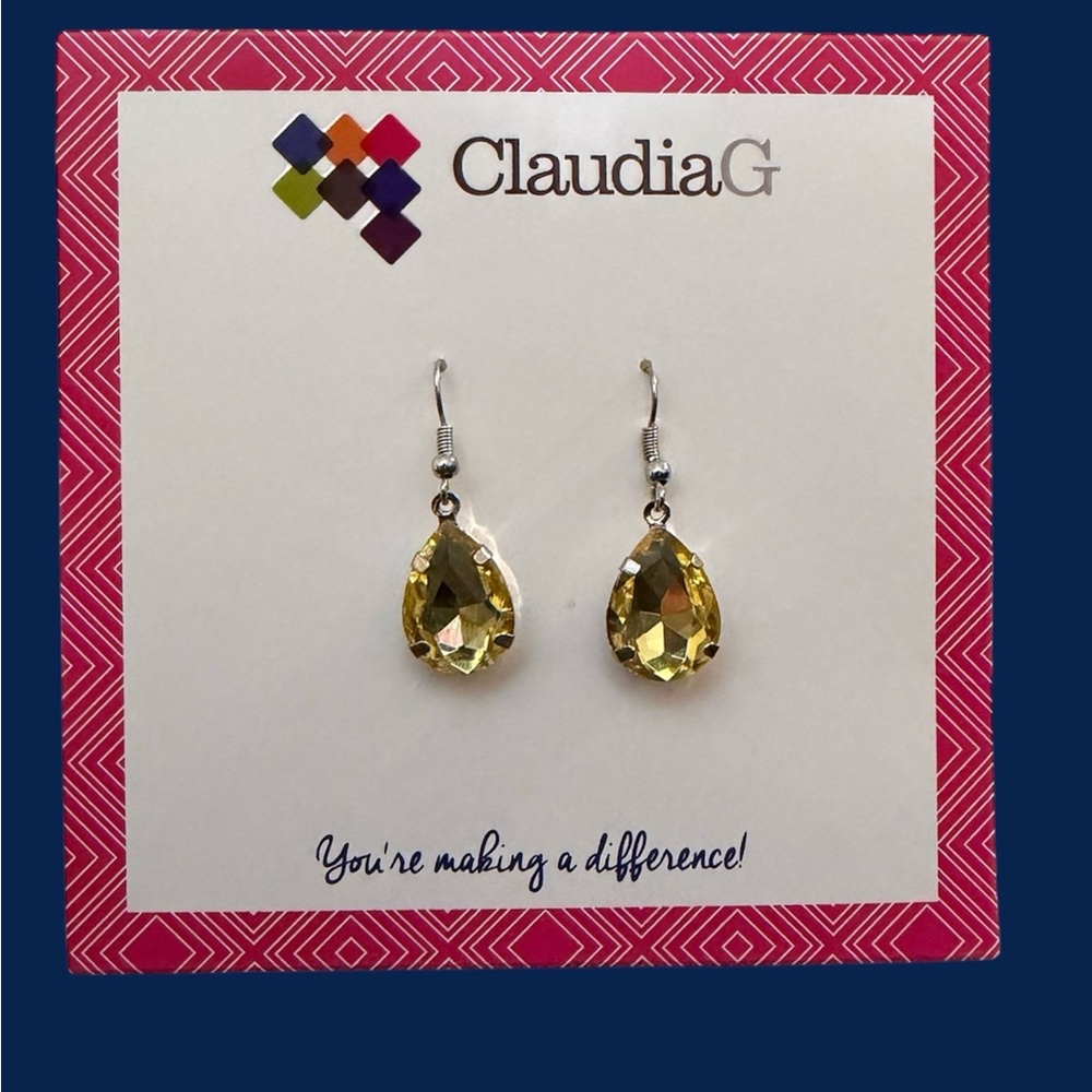 CLAUDIAG COLLECTION SILVER CITRIC TEARDROP EARRINGS